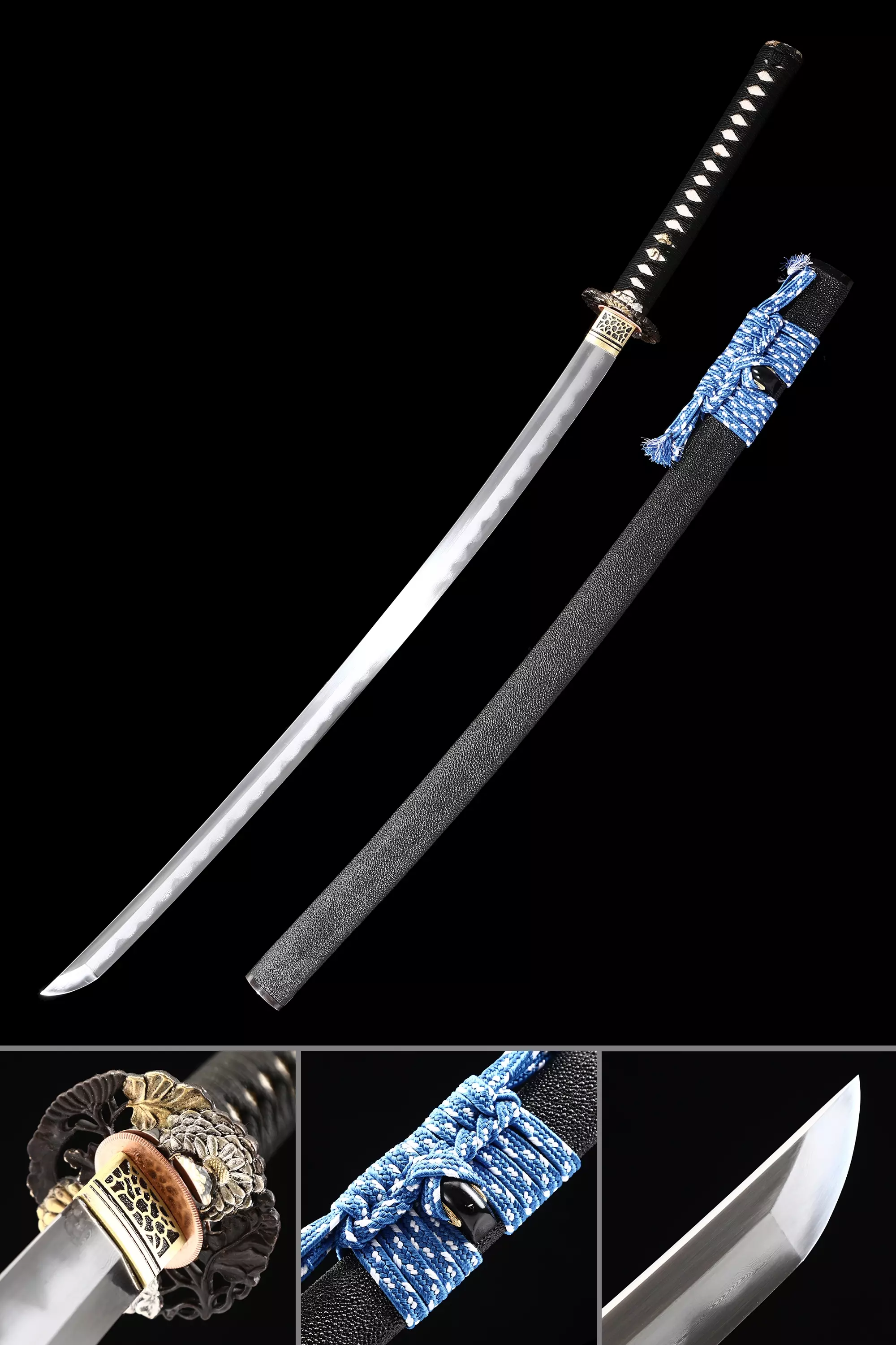 Authentic Japanese Katana Sword T10 Folded Clay Tempered Steel Real Hamon - Image 1