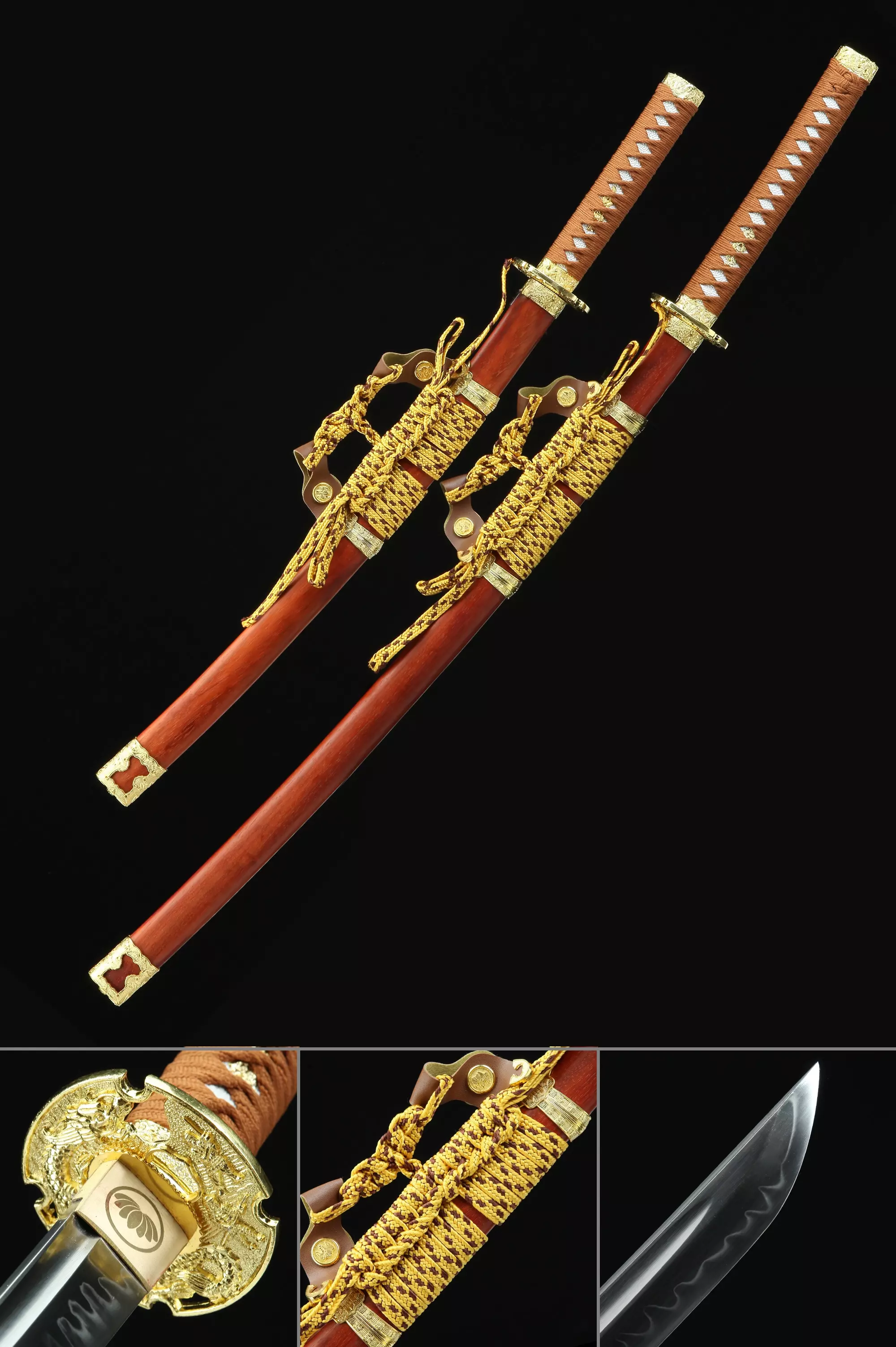 Daisho Set, Japanese Tachi Odachi Katana And Wakizashi Sword Set T10 Folded Clay Tempered Steel - Image 1