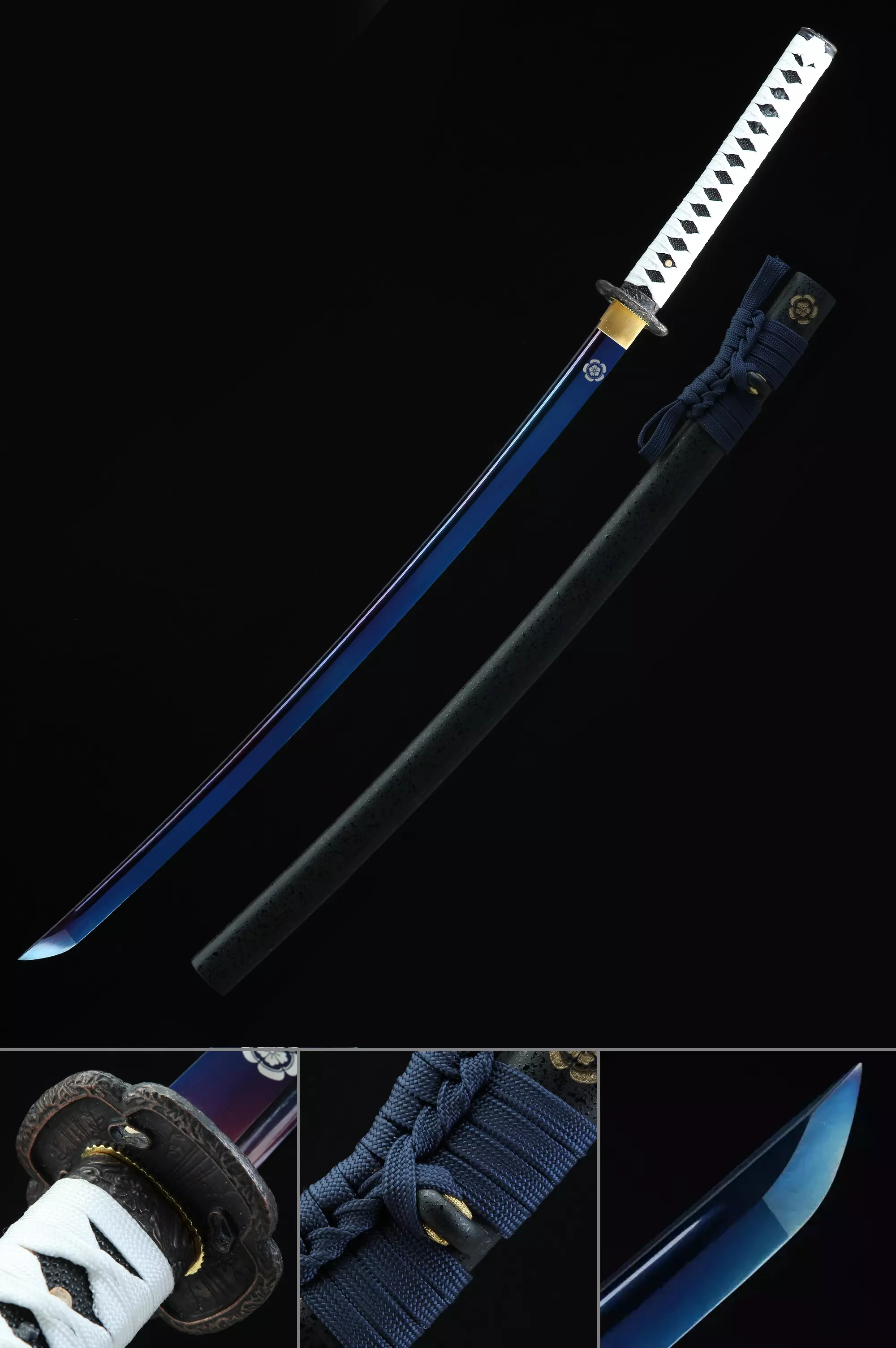 Handmade Ghost Of Tsushima Katana Sword With Blue Blade - Image 1
