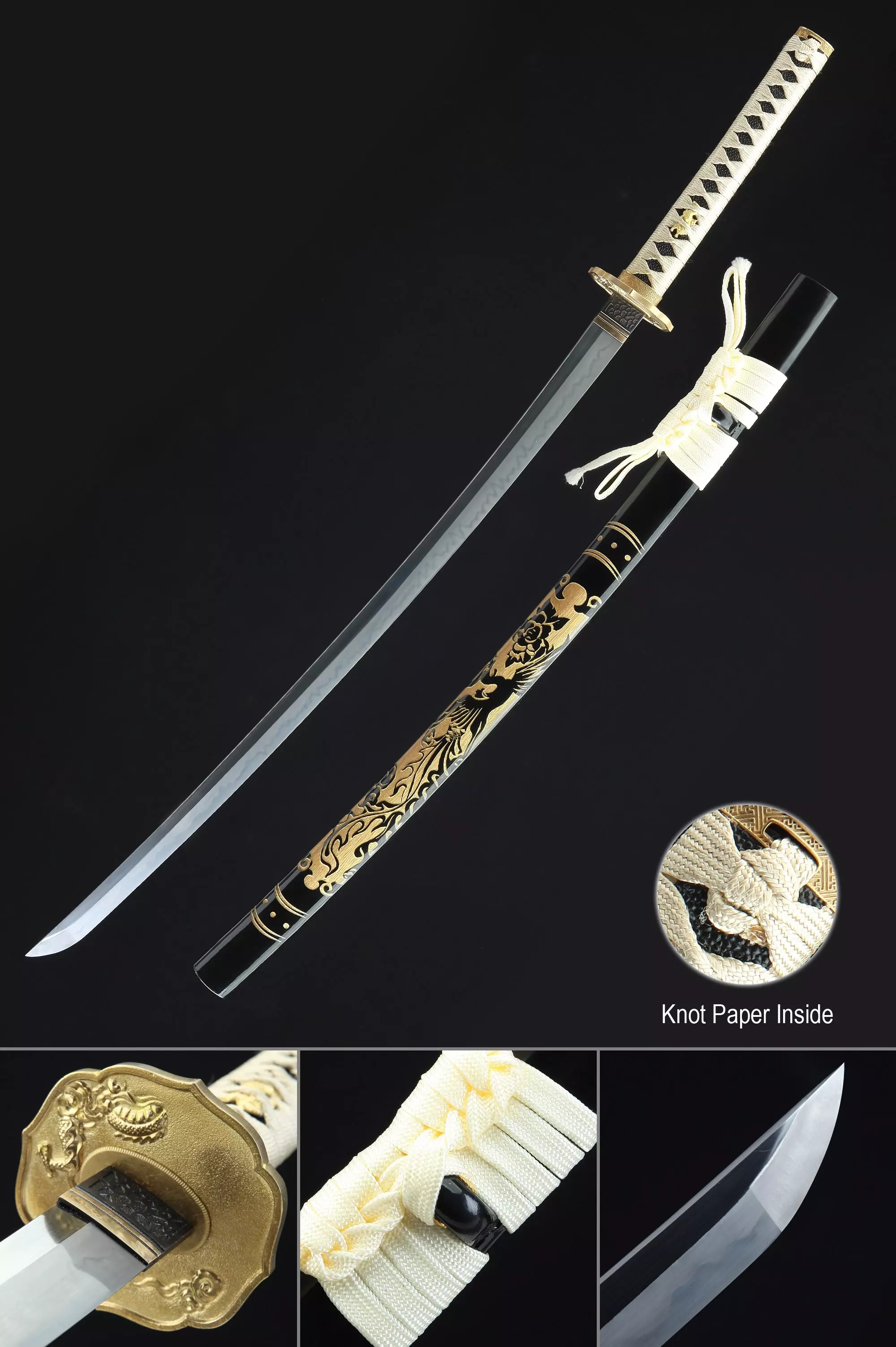 Handmade Japanese Katana Sword T10 Folded Clay Tempered Steel Real Hamon - Image 1