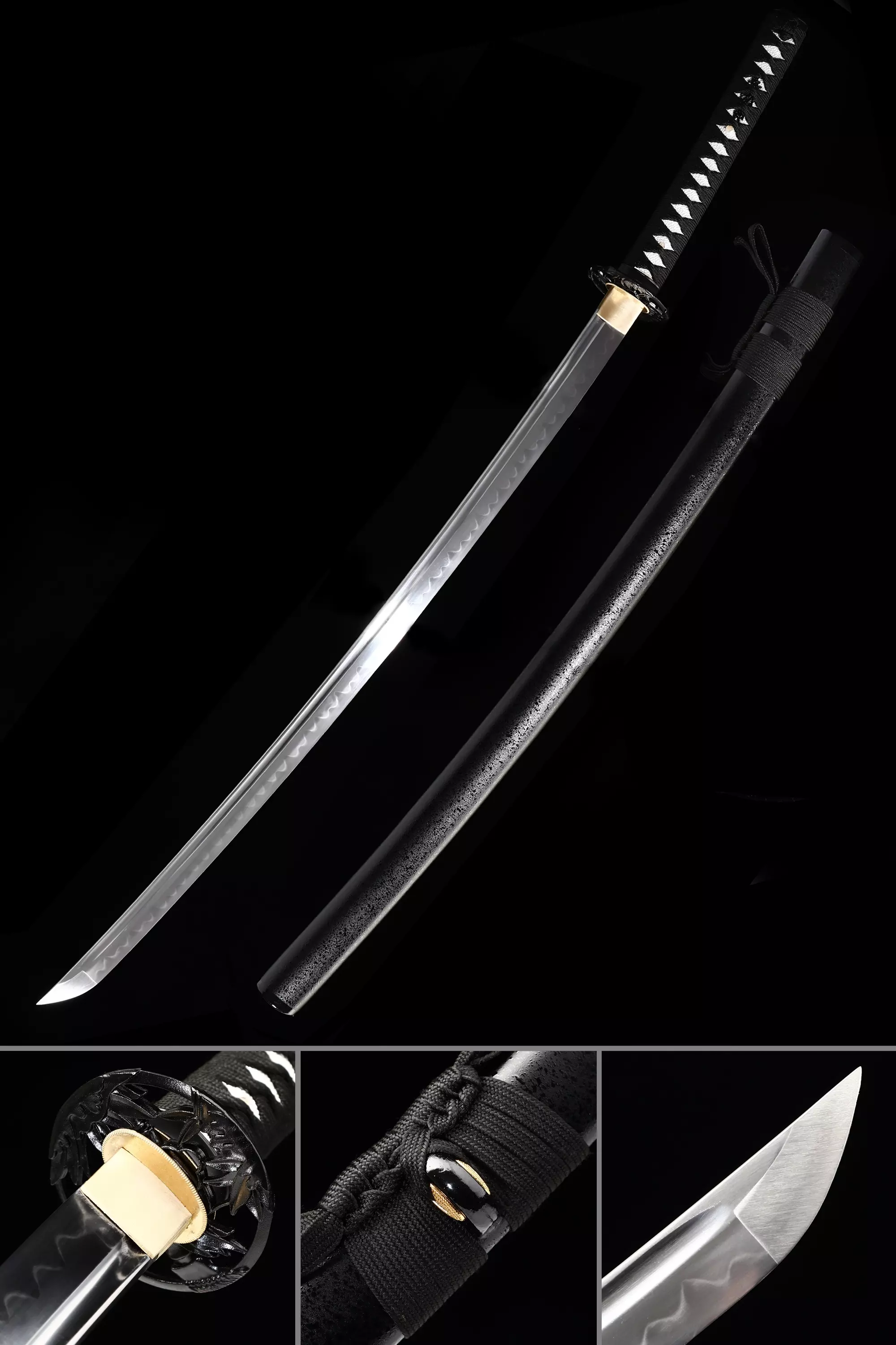 Handmade Japanese Katana T10 Carbon Steel Hand Forged With Black Scabbard - Image 1