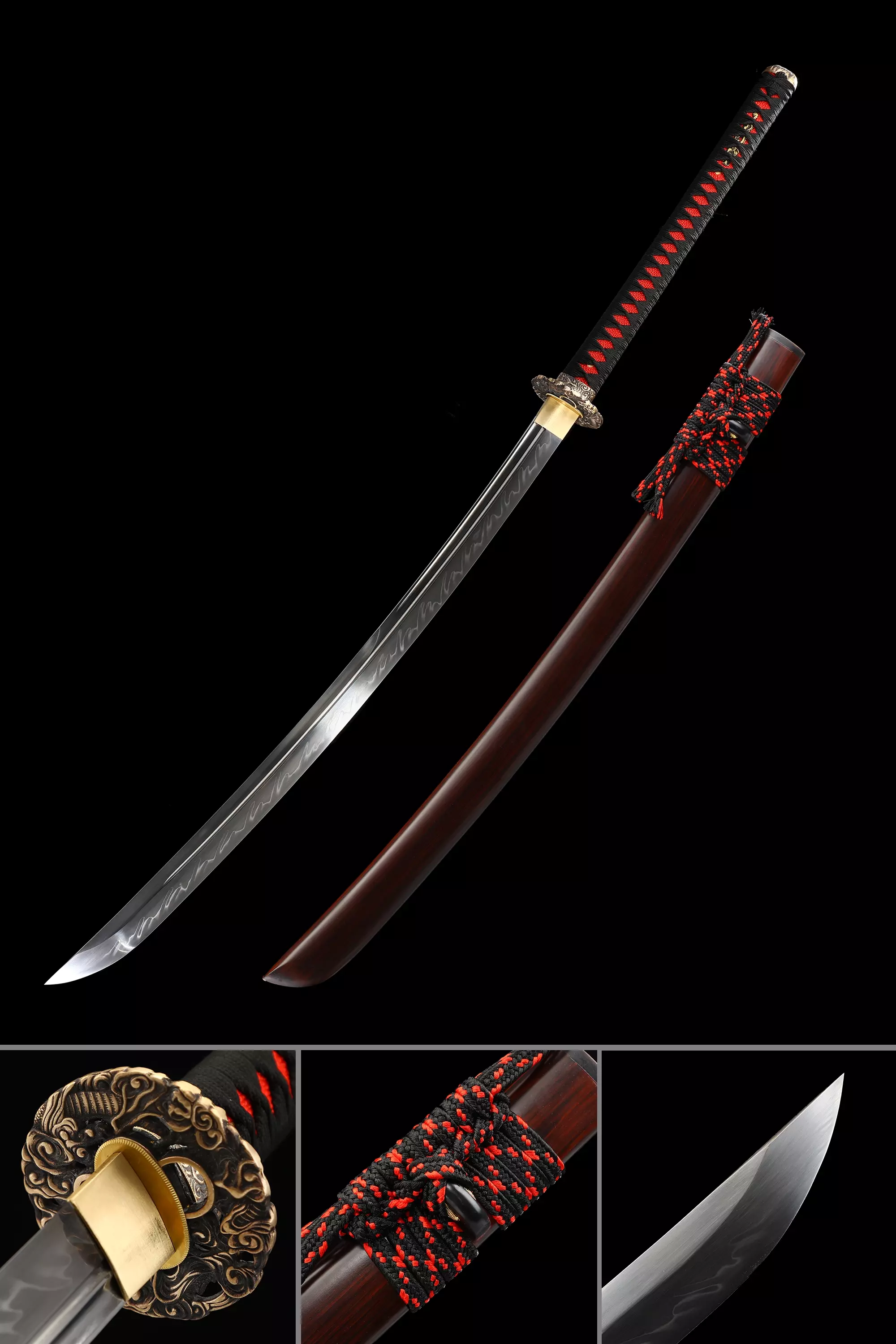 Handmade Japanese Naginata Samurai Sword T10 Carbon Steel Real Hamon